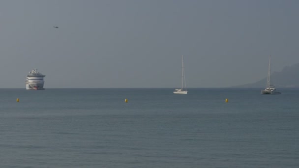 Différents Types Bateaux Ancrés Mer Ligure — Video