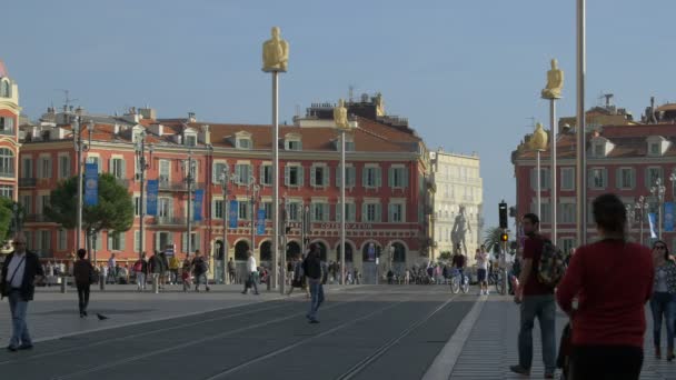 Vita Cittadina Piazza Massena Nizza — Video Stock