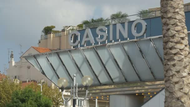 Casino Schild Auf Dem Dach — Stockvideo