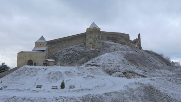 Ciudadela Rasnov Vista Día Invierno — Vídeos de Stock