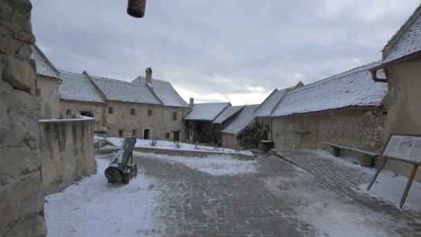 Curte Cetatea Rasnov Într Iarnă — Videoclip de stoc