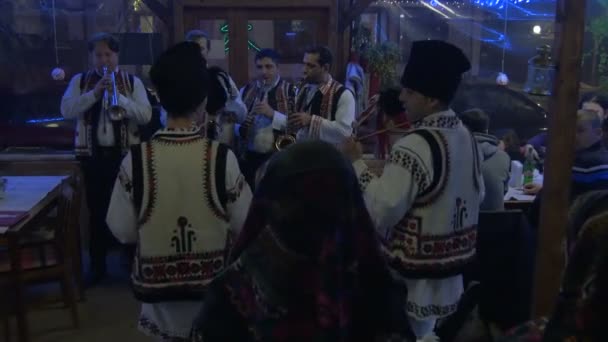 Men Traditional Clothes Dancing — стоковое видео