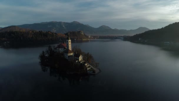 Vista Aérea Isla Bled — Vídeos de Stock