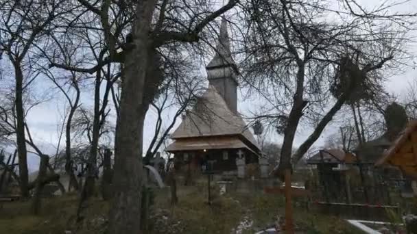 Chiesa Legno Cimitero Oncesti — Video Stock