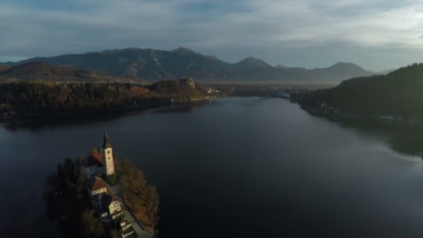 Vista Aérea Lago Bled — Vídeo de Stock