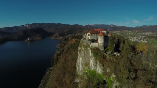 Letecký Pohled Bled Castle — Stock video