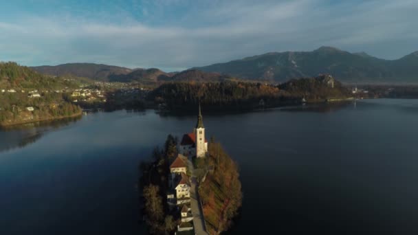 Veduta Aerea Del Lago Dell Isola Bled — Video Stock