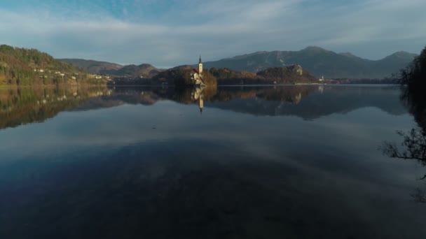 Flygfoto Över Bled Sjön — Stockvideo