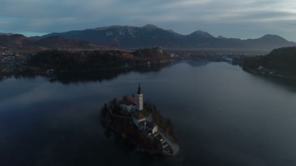 Vista Aérea Del Lago Bled — Vídeos de Stock
