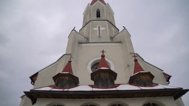 Vista Inclinada Una Iglesia Ortodoxa Maramures — Vídeos de Stock