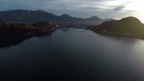 Flygfoto Över Bled Sjön — Stockvideo