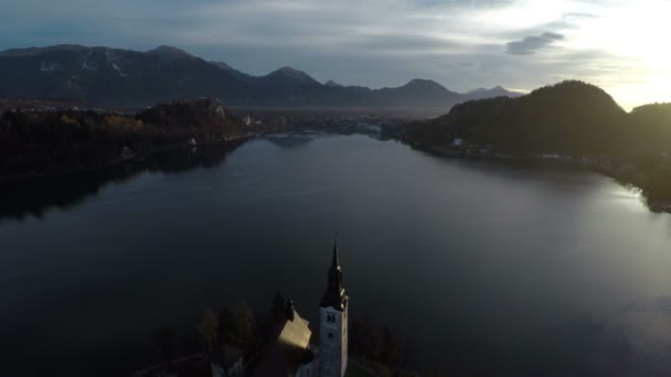 Flygfoto Över Bled Sjön — Stockvideo