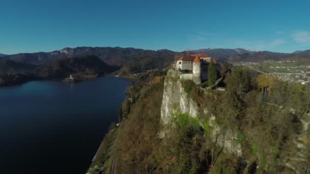 Letecký Pohled Bled Castle — Stock video