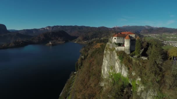 Letecký Pohled Bled Castle — Stock video
