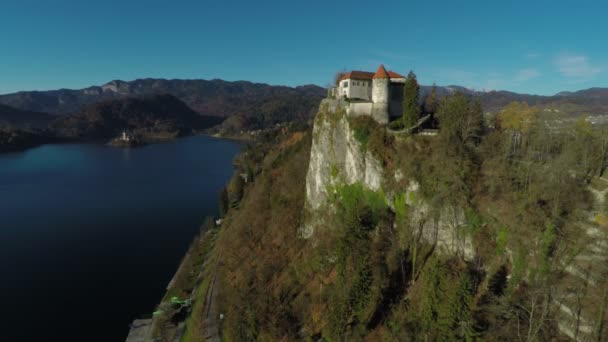 Letecký Pohled Bled Castle — Stock video