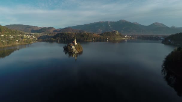 Flygfoto Över Bled Sjön — Stockvideo