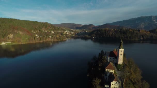 Vista Aérea Isla Lago Bled — Vídeos de Stock