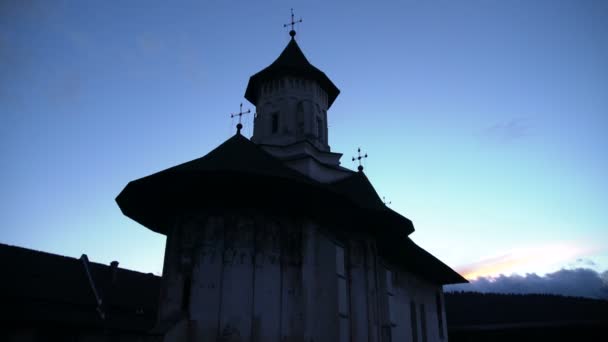 Monasterio Moldovita Por Noche — Vídeos de Stock