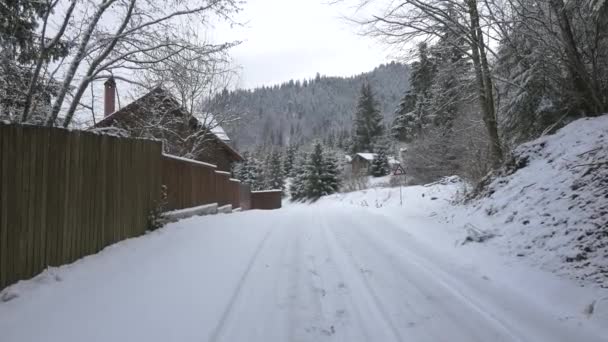 Drumul Zăpadă Într Sat — Videoclip de stoc