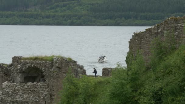 Bossen Ruïnes Buurt Van Loch Ness — Stockvideo