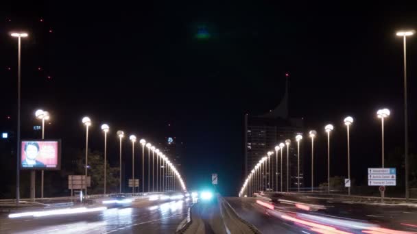 Orario Del Traffico Notturno Reichsbrcke Vienna Austria — Video Stock