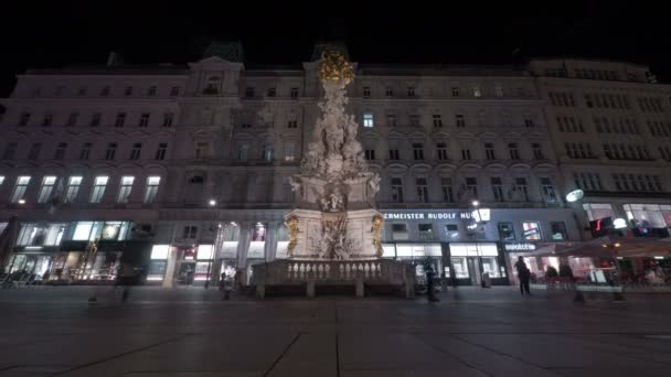 Timelapse Pestsule Graben Street Night Vienna Austria — Stock video