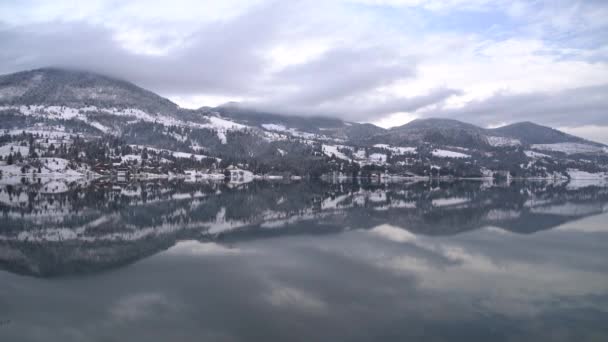 Hills Lake Seen Winter — Stock video