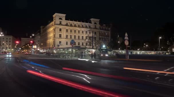 Nocny Rozkład Jazdy Wiedeń Austria — Wideo stockowe
