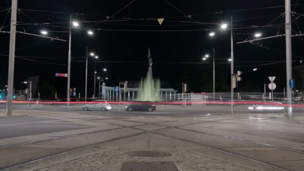 Timelapse Hochstrahlbrunnen Notte Vienna Austria — Video Stock