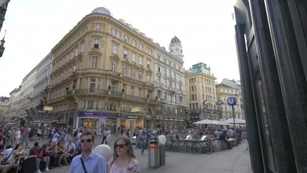 Graben Utcán Sétáló Pihenő Emberek Bécs Ausztria — Stock videók