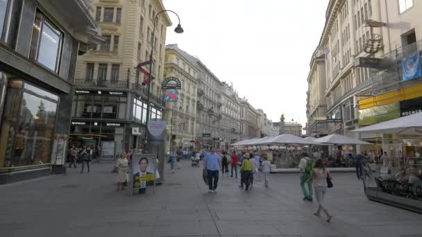 Πολυσύχναστη Οδός Graben Βιέννη Αυστρία — Αρχείο Βίντεο