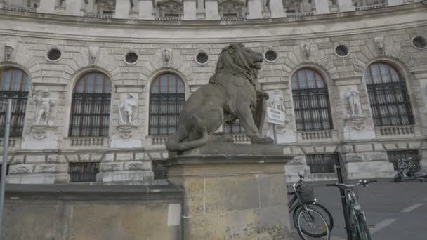 Löwenskulptur Vor Der Neuen Burg — Stockvideo