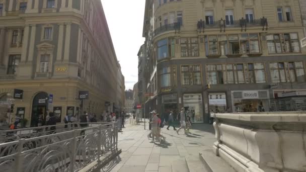 Graben Street Och Habsburgergasse — Stockvideo