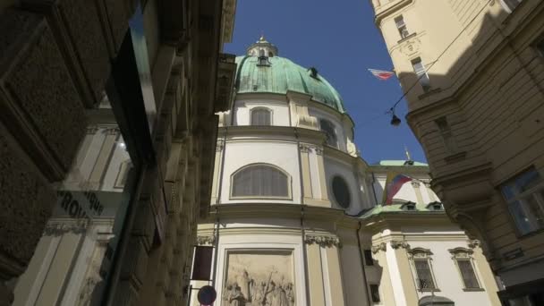 Peter Church Vanaf Goldschmiedgasse — Stockvideo