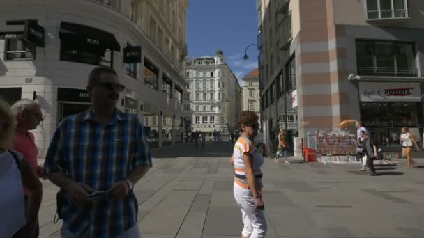 Улица Крнтнер Штрассе Фалассе Вена Австрия — стоковое видео