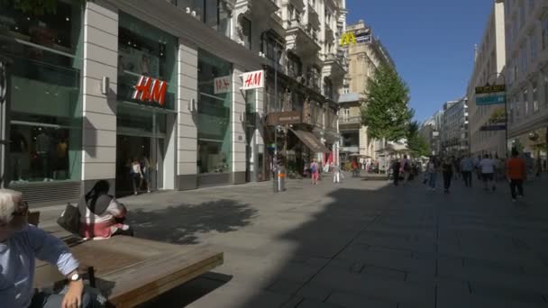 Paseando Cerca Tienda Krntner Strae Viena Austria — Vídeo de stock