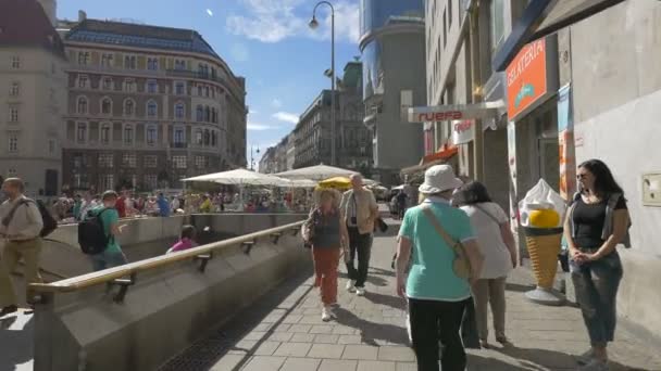Stephansplatz Daki Metro Istasyonunun Yanından Geçiyordum — Stok video
