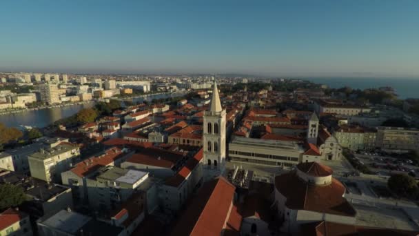 Вид Воздуха Соборную Башню Анастасии Задаре — стоковое видео