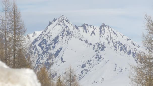 Vista Montañas Cubiertas Nieve — Vídeos de Stock