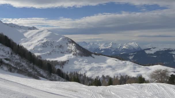 Vista Panoramica Delle Montagne Durante Inverno — Video Stock