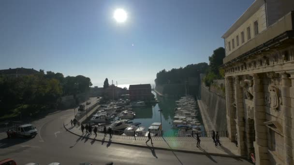 Marina Perto Porta Cidade Zadar — Vídeo de Stock