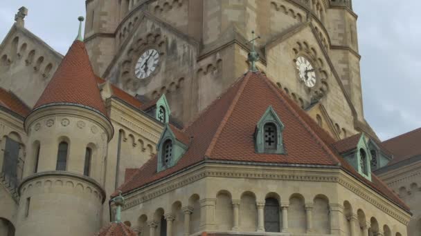 Kościół Zegarami Wiedeń Austria — Wideo stockowe