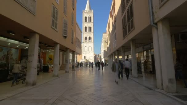 Una Calle Comercial Zadar — Vídeos de Stock