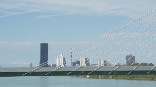 Donau City Atrás Donaustadtbrucke — Vídeo de Stock