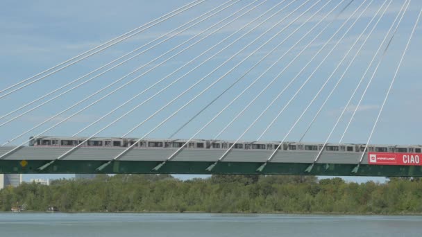 Bahn Der Donaustadtbrücke Wien Österreich — Stockvideo