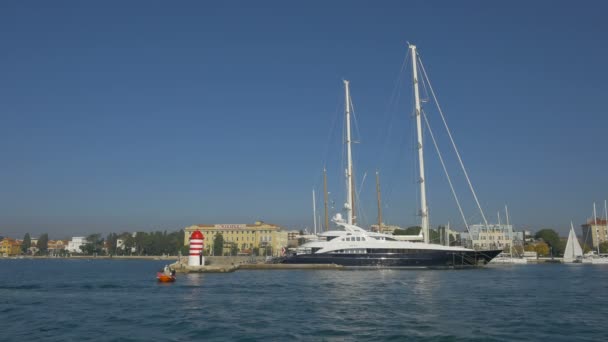 Ships Mast Anchored Marina — Stock Video