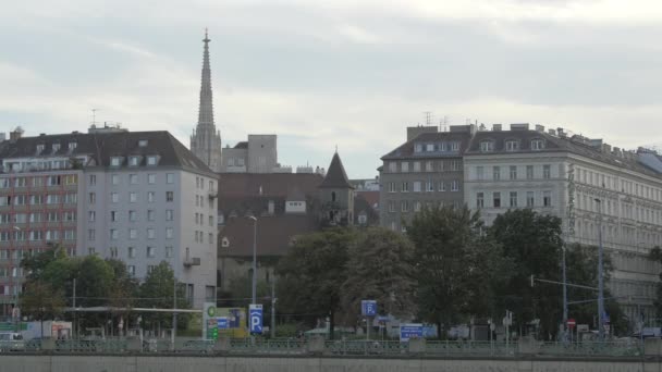 Buildings Danube Canal — Stock Video