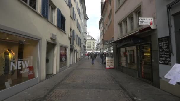 Lidé Chodící Ulici Curychu Švýcarsko — Stock video