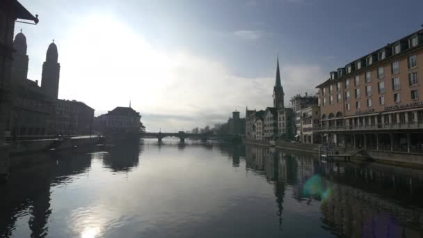 Limmat Rivier Zürich Zwitserland — Stockvideo