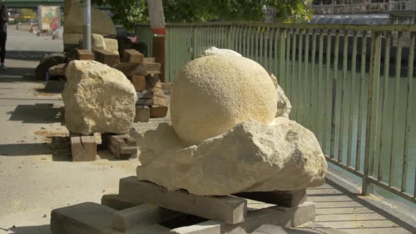 Stone Blocks Placed Railing — Stock Video